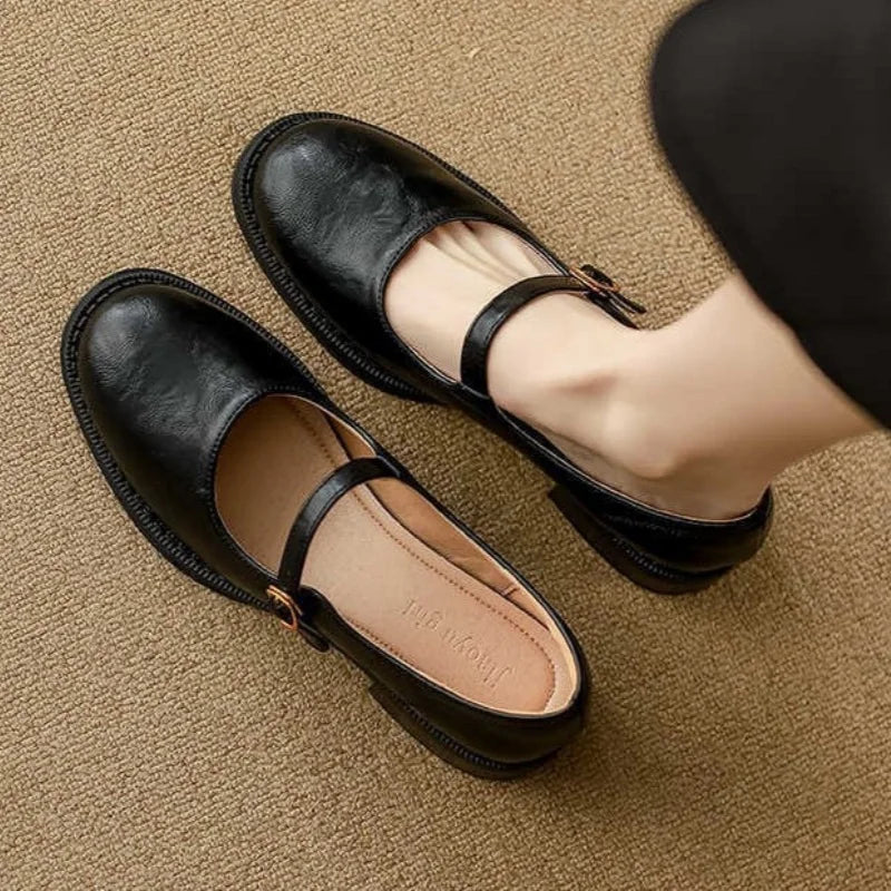 Halvindra | Women's Mary Jane Shoes Low Block Heel - Black - Image 1