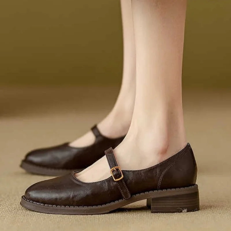 Halvindra | Women's Mary Jane Shoes Low Block Heel - Black - Image 2