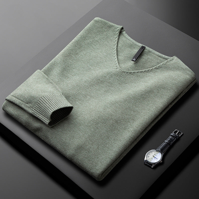 Halvorn | Women's Oversized Knit Sweater V-Neck Pullover - Sage - Image 1