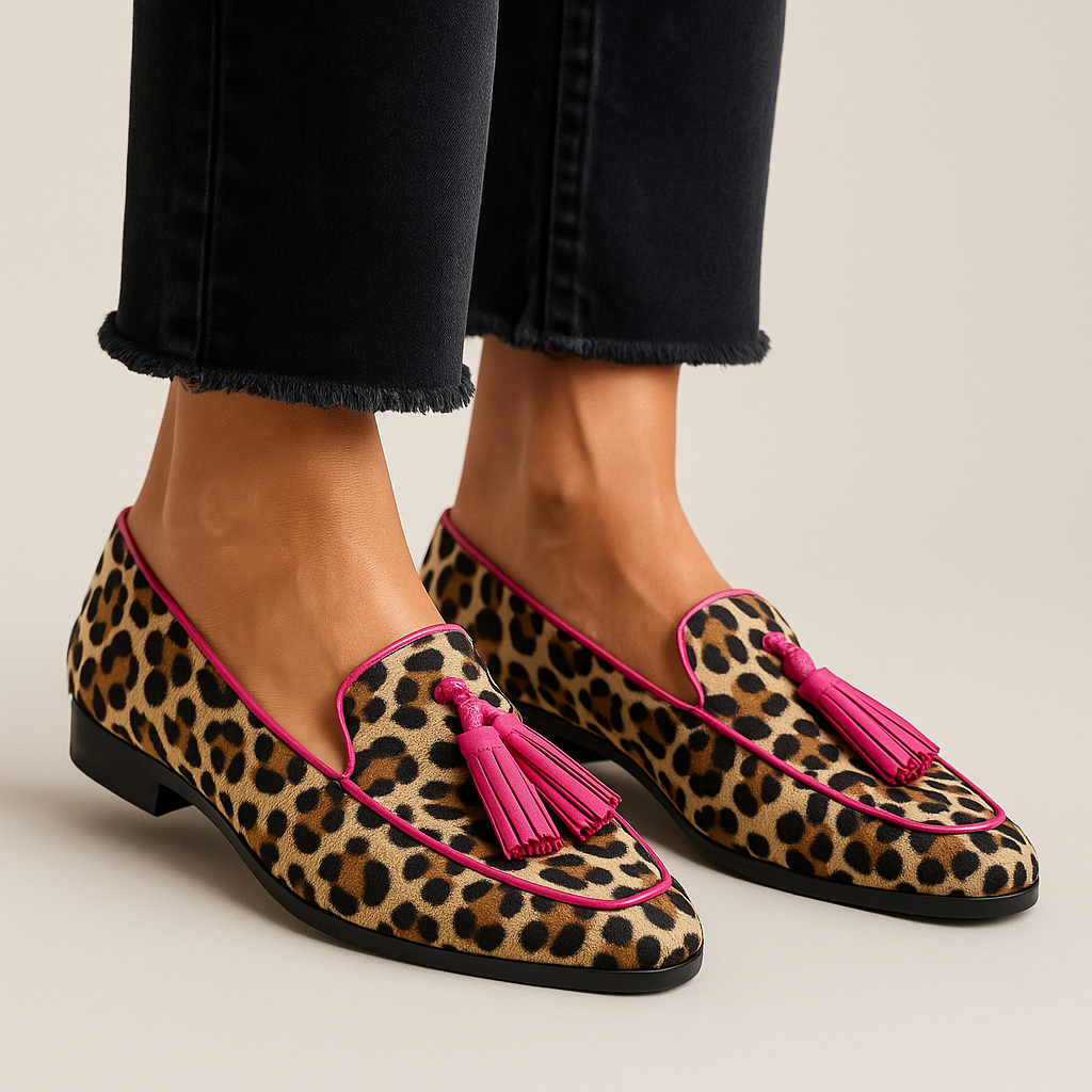 Lavette | Women's Leopard Print Penny Loafer Flats - Leopard - Image 1