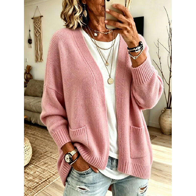 Lorreth | Women's Open Front Cardigan Sweater - Pink - Image 1