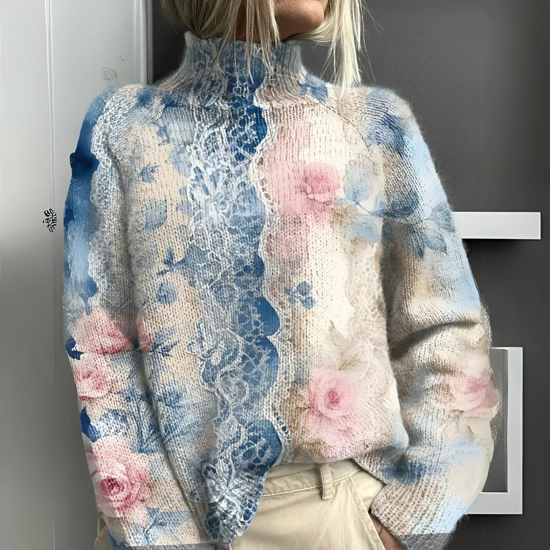 Lorvessa | Women's Oversized Floral Knit Sweater - Image 1