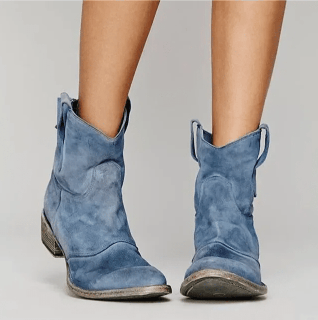 Lyndecroft | Women's Wide Calf Western Ankle Boots - Blue - Image 1