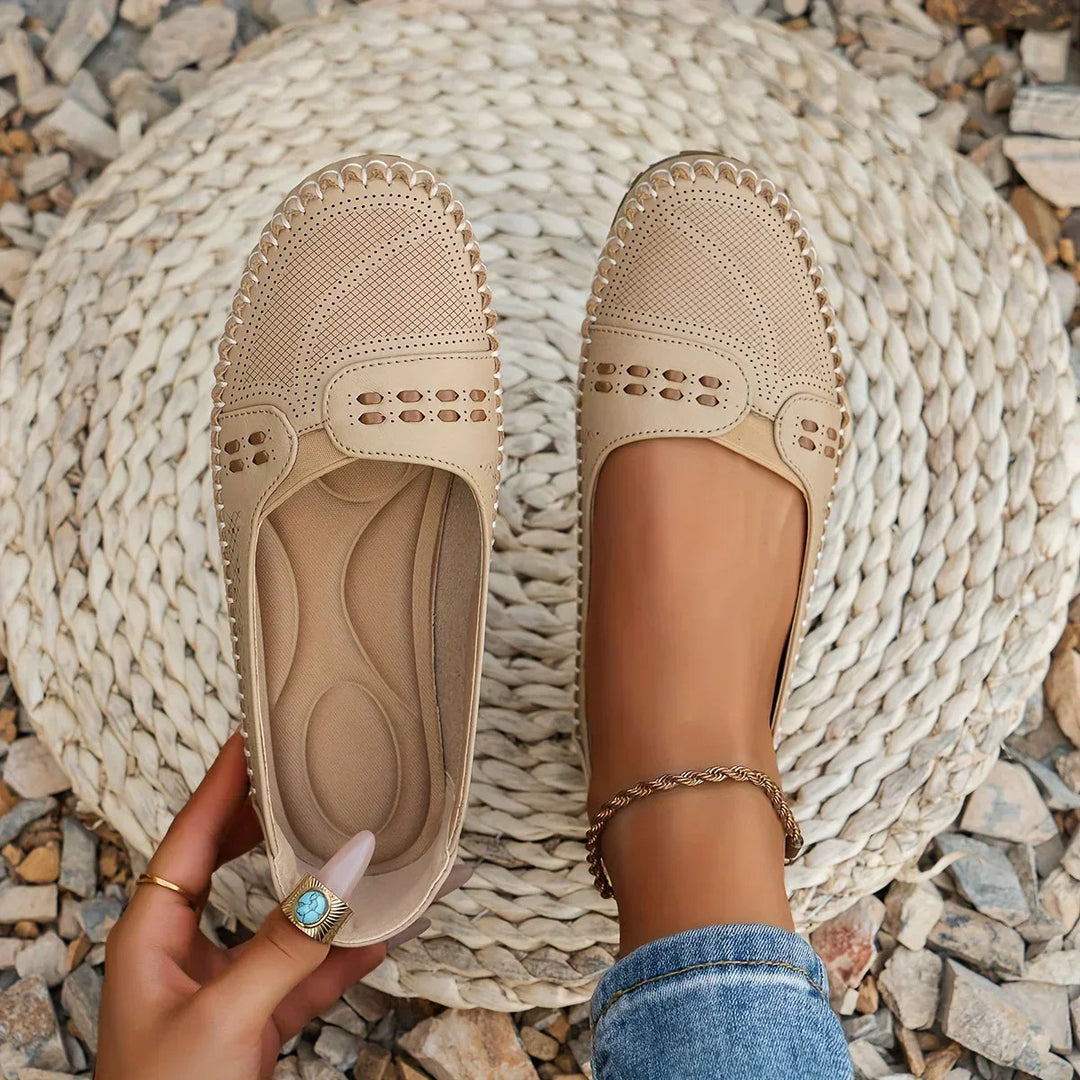 Melvara | Women's Penny Loafers Slip-On Flats - Beige - Image 1