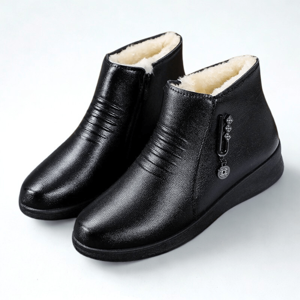 Melvina | Women's Fur-Lined Winter Ankle Boots - Black - Image 1