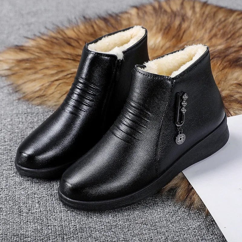 Melvina | Women's Fur-Lined Winter Ankle Boots - Black - Image 2