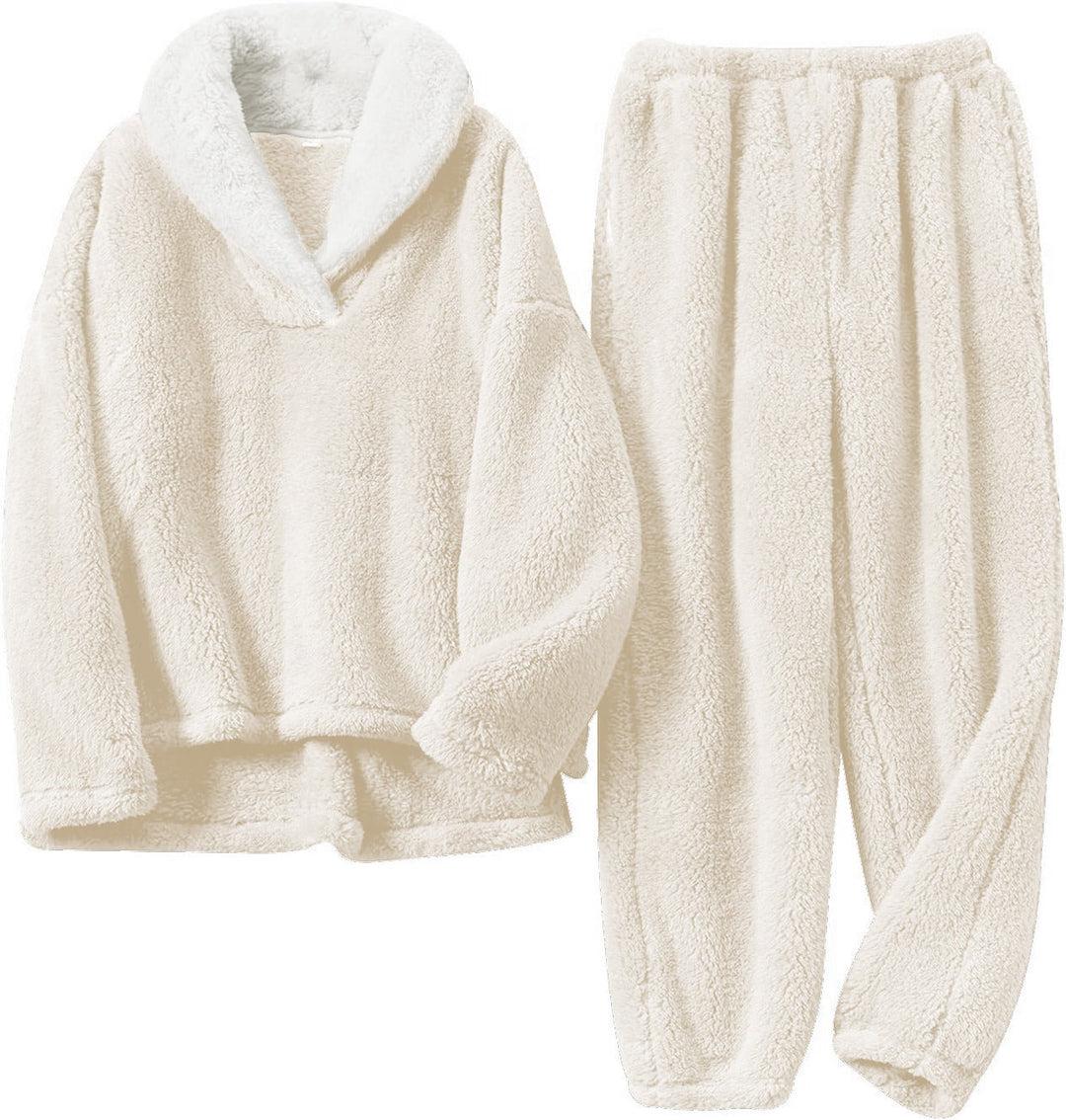 Narvelle | Women's Fleece Hoodie Loungewear Set - Cream - Image 1