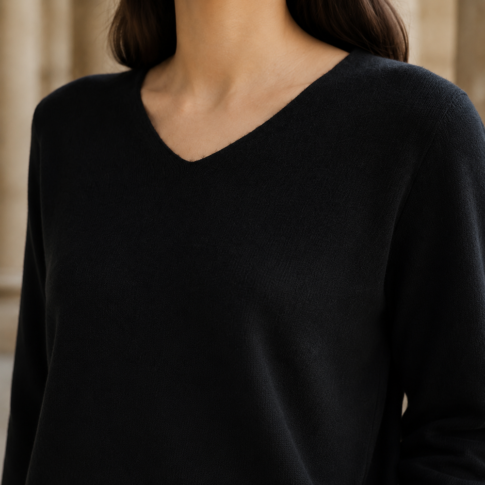 Orvenna | Women's Oversized Knit Sweater - Black - Image 2