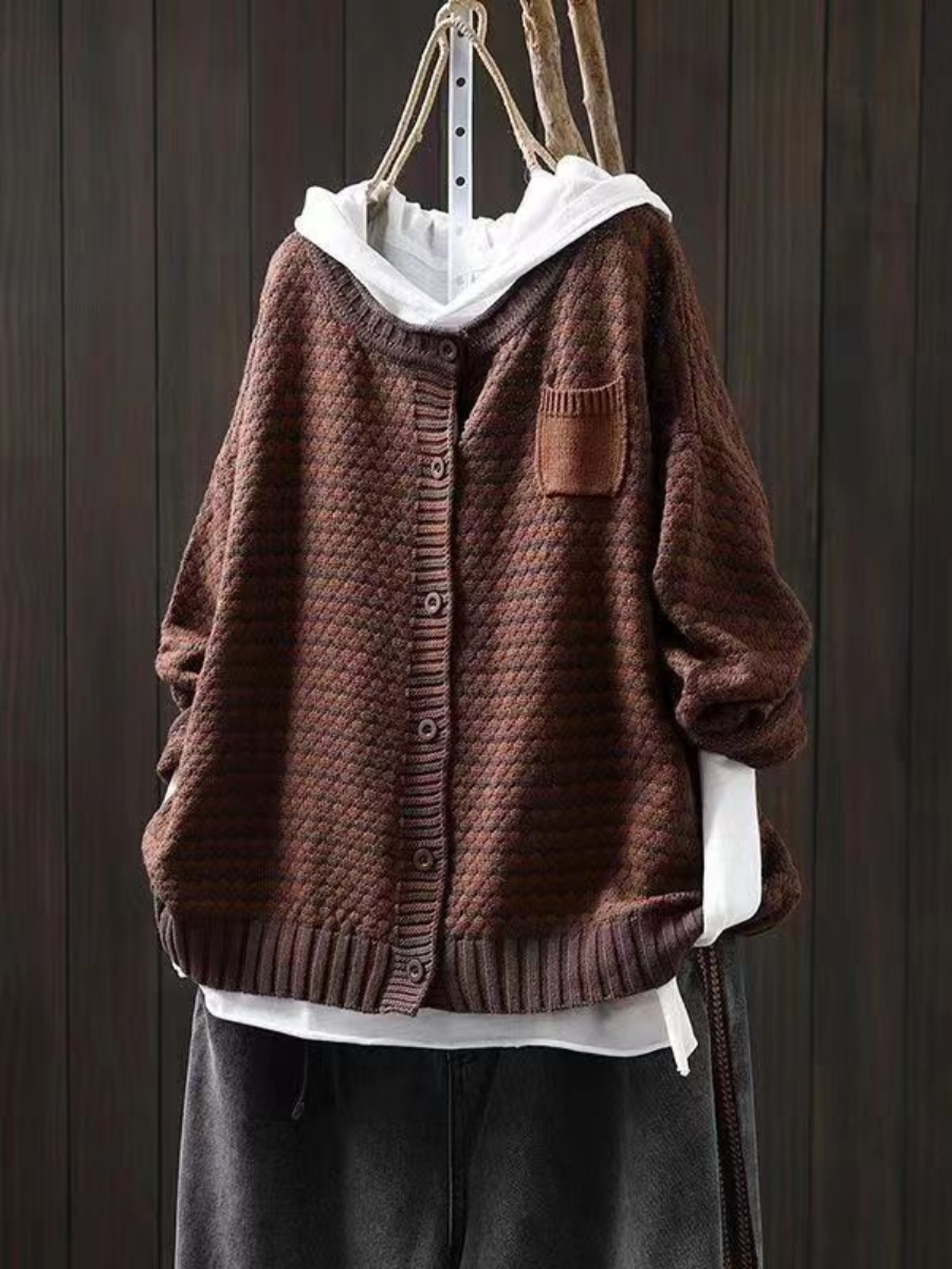 Quinnley | Women's Oversized Cardigan Sweater - Brown - Image 1