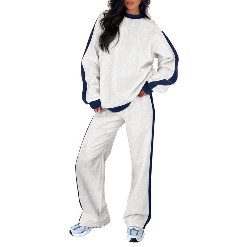 Relvaine | Women's Crewneck Sweatshirt Loungewear Set - Light Grey - Image 1