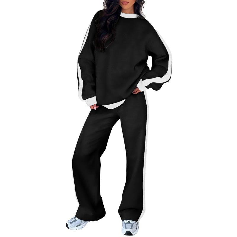 Relvaine | Women's Crewneck Sweatshirt Loungewear Set - Light Grey - Image 2