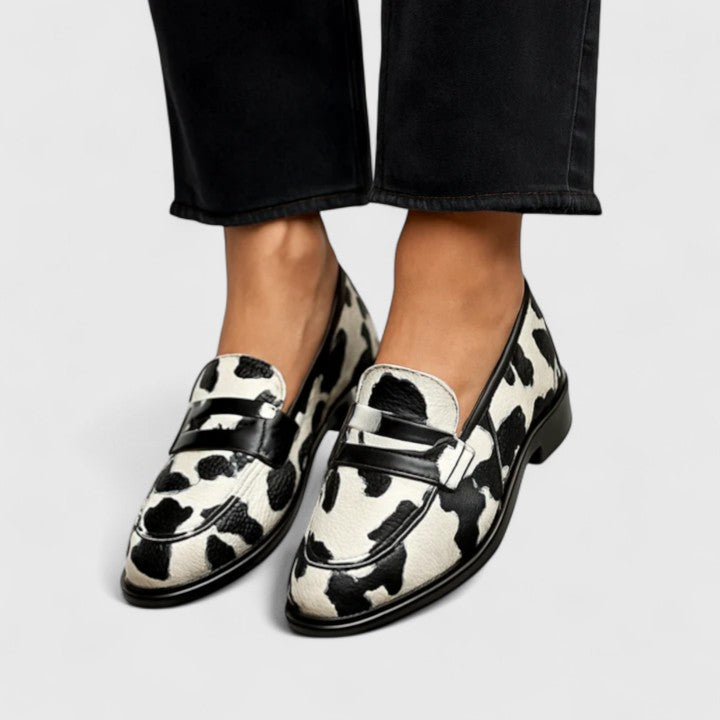 Rosslyn | Women's Cow Print Penny Loafers - Image 1