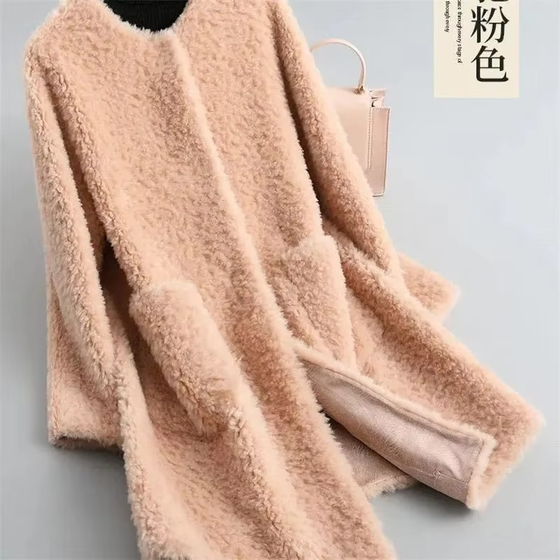 Rowena | Women's Fuzzy Cardigan Sweater Winter Coat - Pink - Image 2
