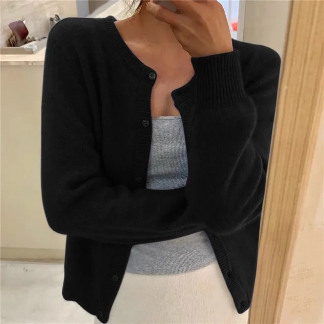 Saoirse | Women's Relaxed Fit Knit Cardigan Sweater - Grey - Image 2