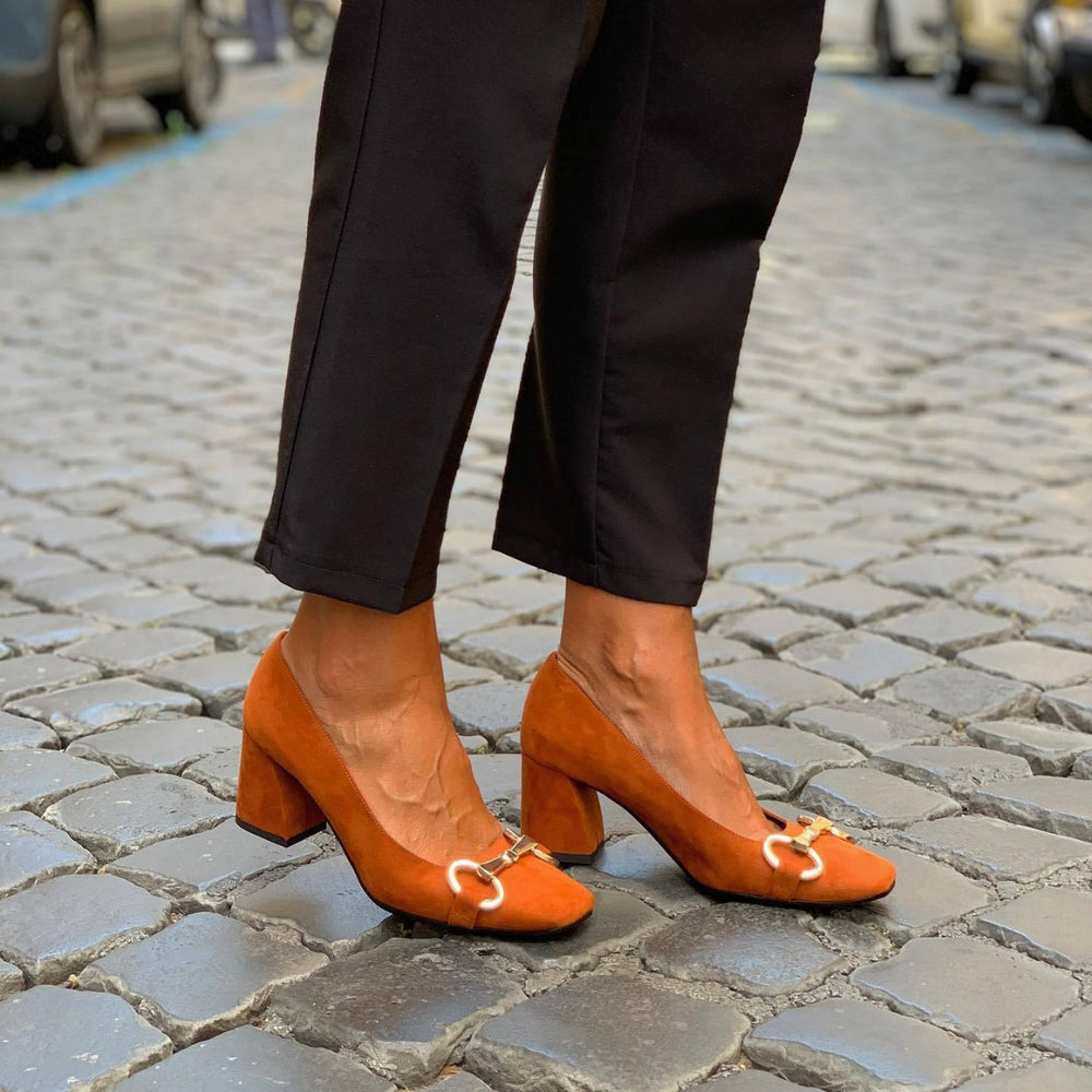 Selvorne | Women's Block Heel Penny Loafer Pumps - Purple - Image 2