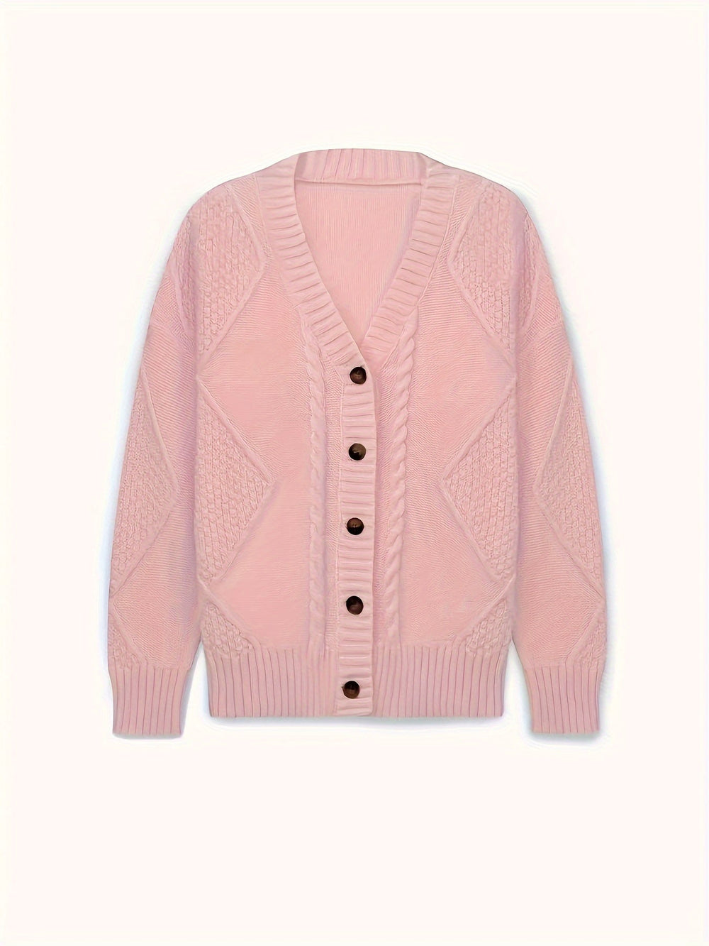 Seraphine | Women's Cable Knit Button Cardigan Sweater - Light Pink - Image 2
