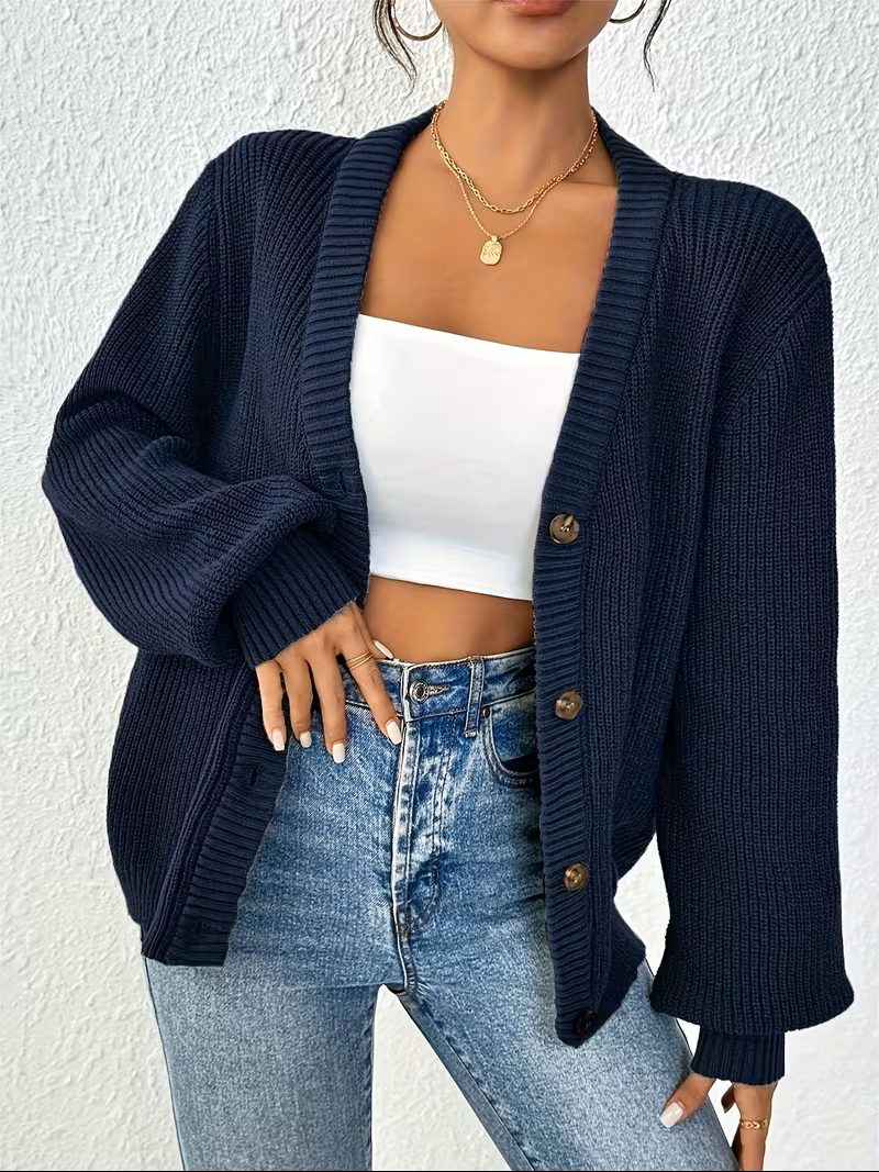 Solange | Women's Oversized Open-Front Cardigan Sweater - Teal - Image 2