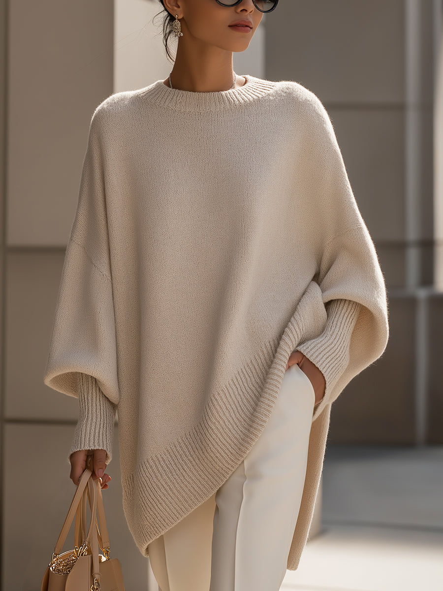 Solvara | Women's Oversized Knit Sweater - Cream - Image 1