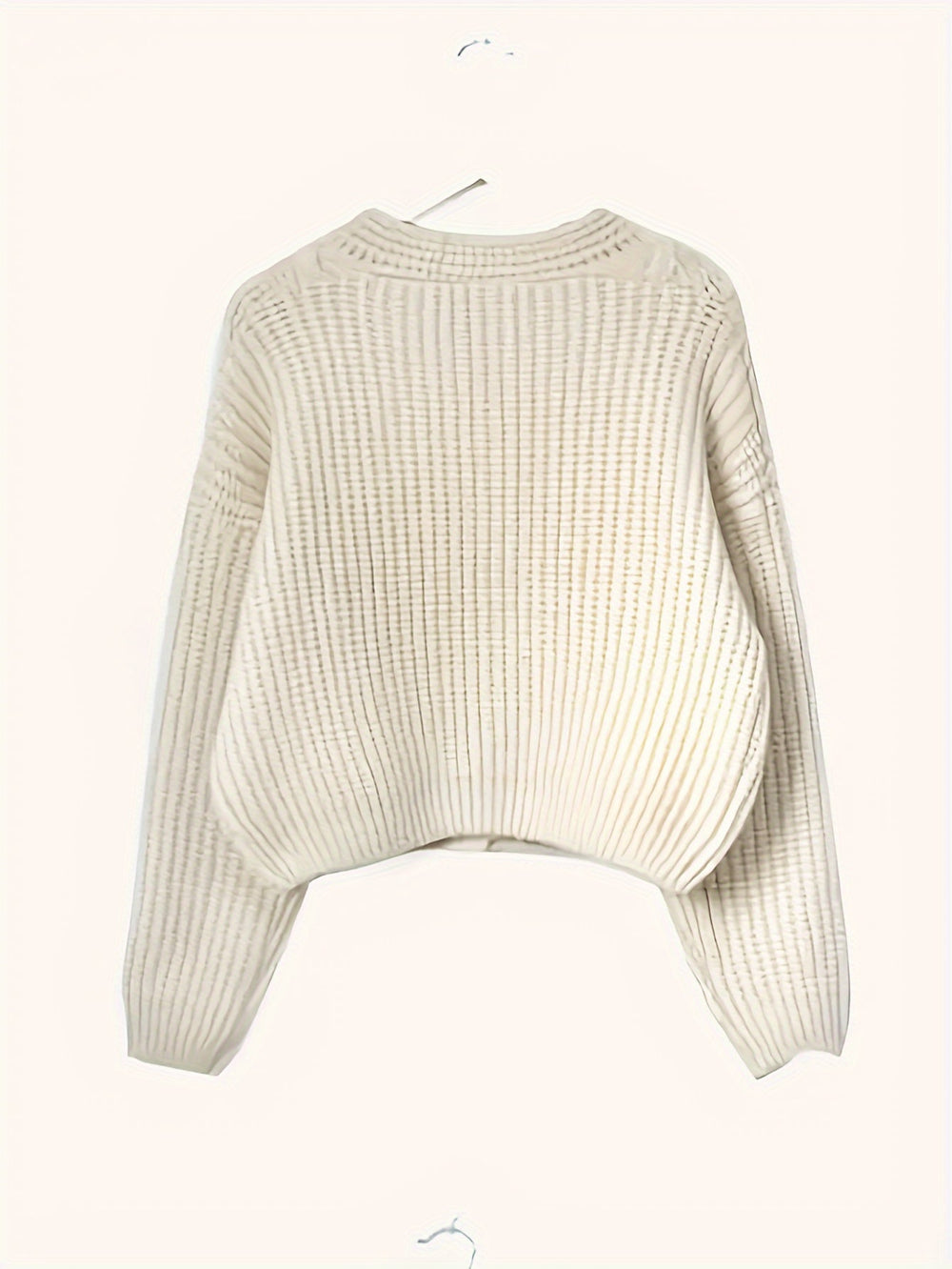 Tamberly | Women's Oversized Chunky Knit Cardigan Sweater - Cream - Image 2