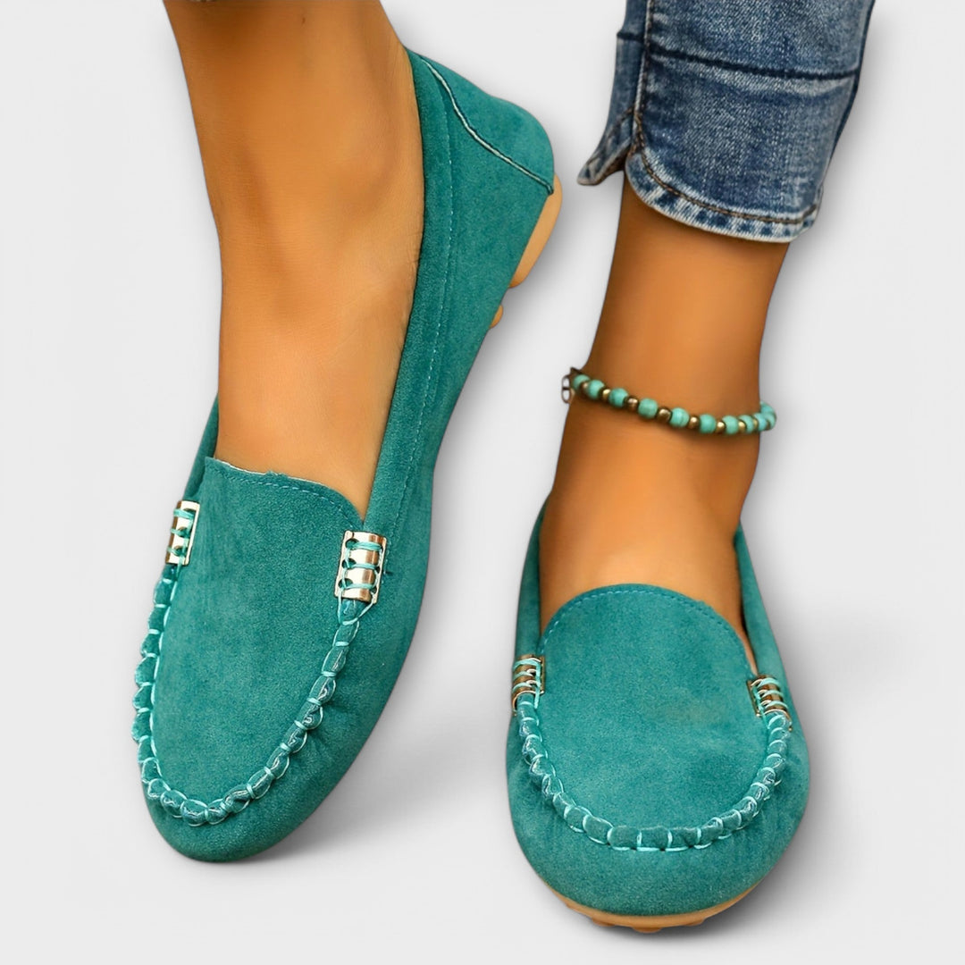Tamryn | Women's Penny Loafers Slip-On Flat - Teal - Image 1