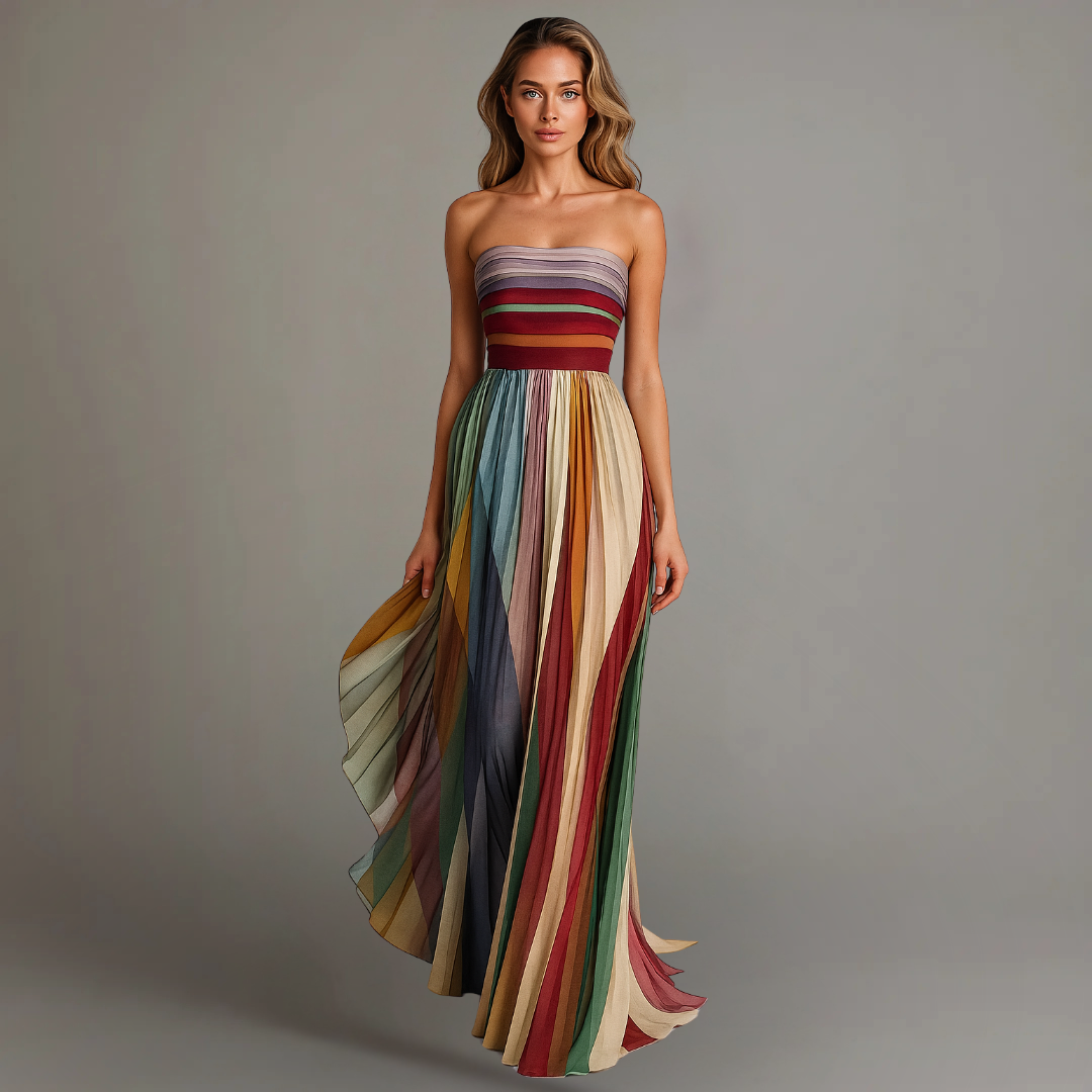 Tavelle | Women's Fall Wedding Guest Pleated Maxi Dress - Image 1