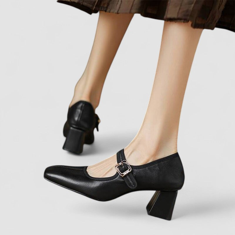 Tavelle | Women's Mary Jane Block Heel Shoes - Black - Image 1