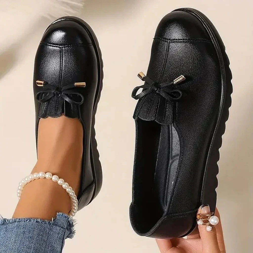 Tavenya | Women's Slip-On Penny Loafers - Black - Image 1