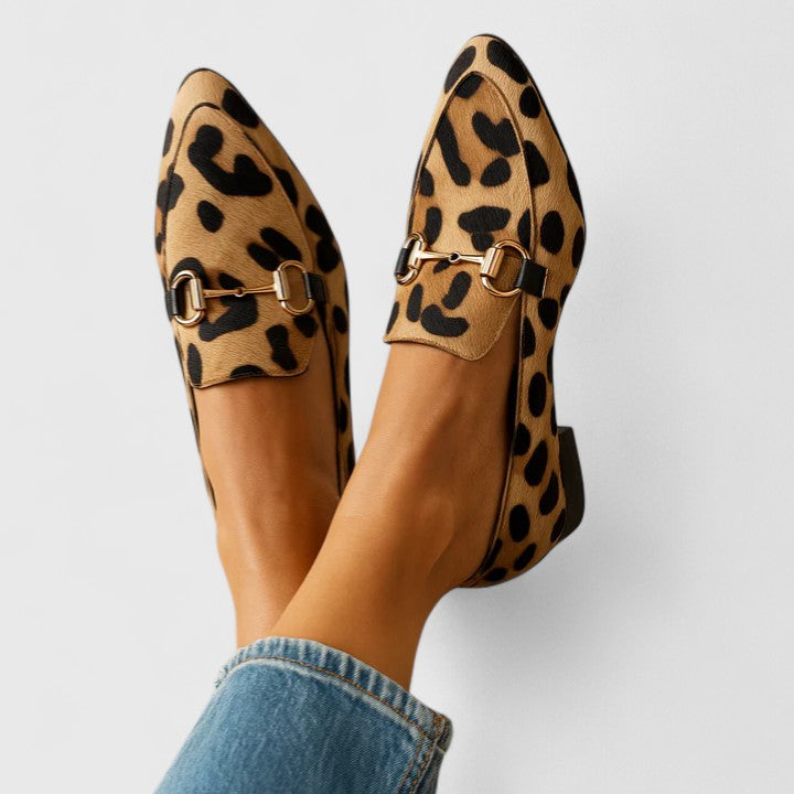Taverell | Women's Leopard Print Penny Loafers - Leopard - Image 1