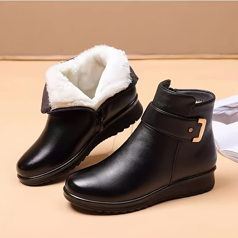 Thornvale | Women's Fleece-Lined Winter Ankle Boots - Black - Image 1