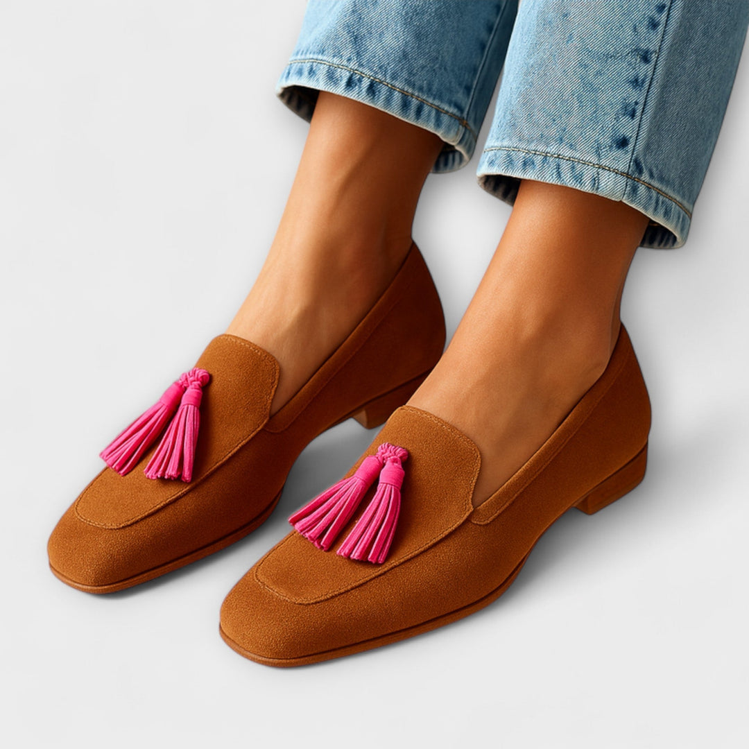 Tivara | Women's Penny Loafers Slip-On Flat Shoes - Brown - Image 1