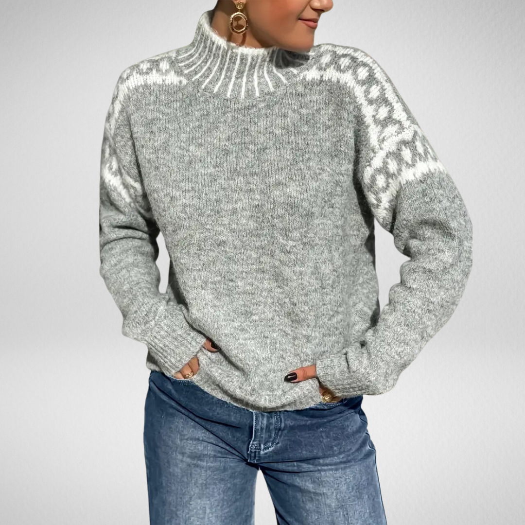 Threnova | Women's Oversized Knit Sweater - Light Grey - Image 1