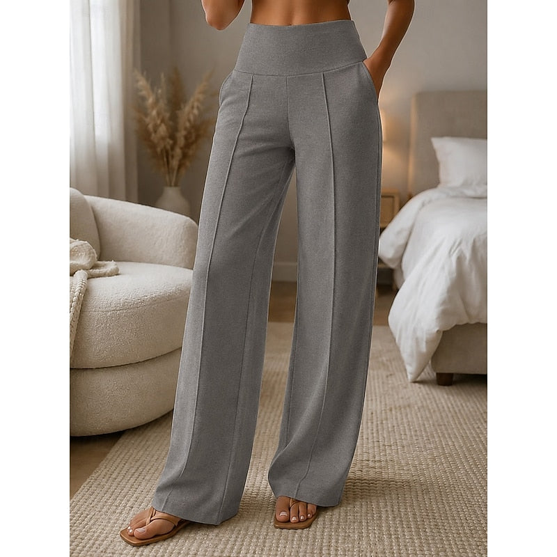 Trevelle | Women's Wide Leg High Waist Sweatpants - Grey - Image 1