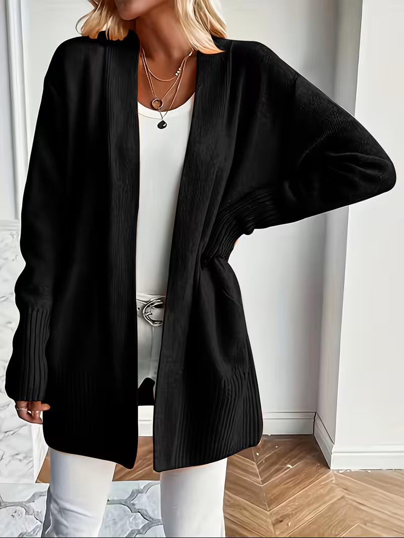Vashti | Women's Open Front Cardigan Sweater - Black - Image 1