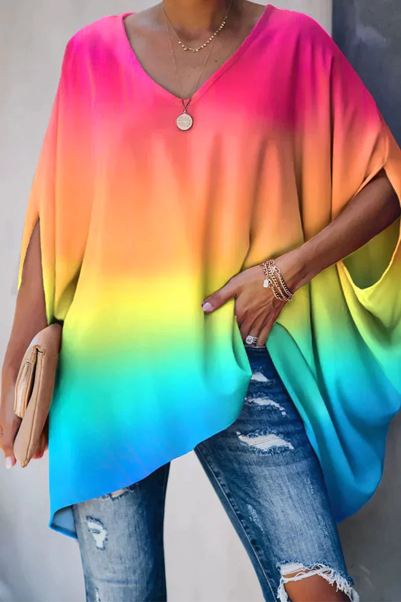 Veldwyn | Women's Oversized Batwing Sleeve Tunic Top - Hot Pink - Image 2