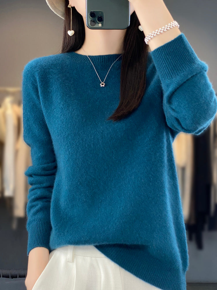 Velnara | Women's Oversized Knit Pullover Sweater - Sage - Image 2