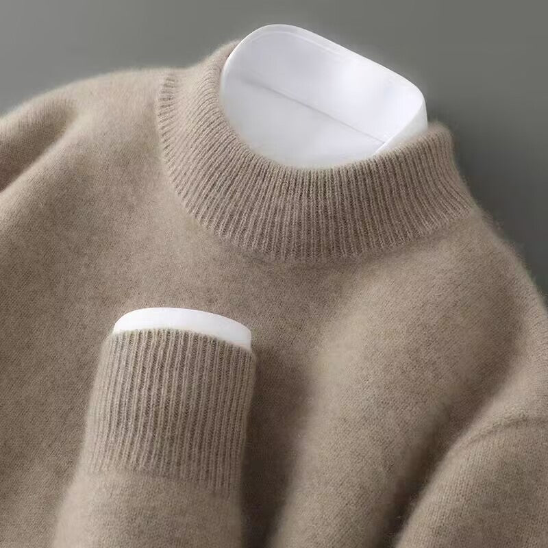 Velnaris | Women's Oversized Knit Sweater Mock Neck - Cream - Image 2