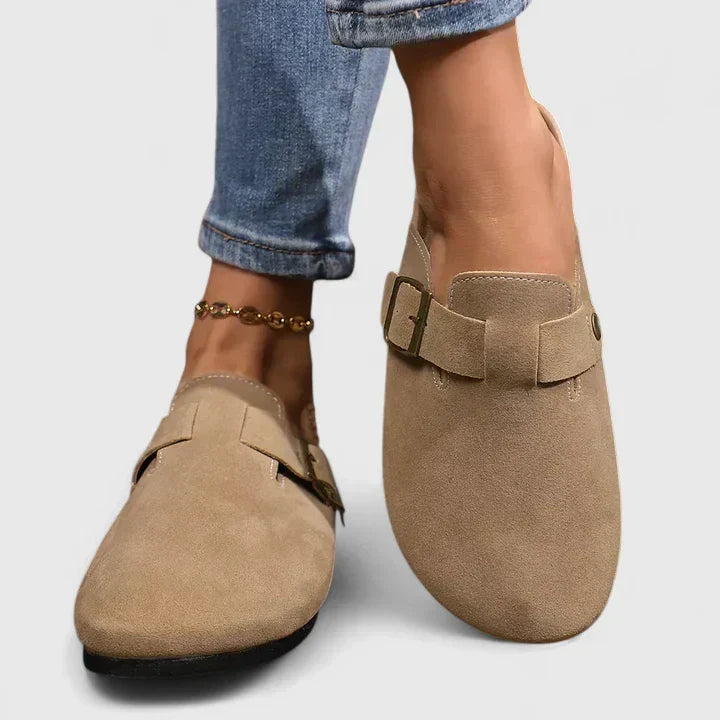 Vernova | Women's Penny Loafer Slip-On Clogs - Taupe - Image 2