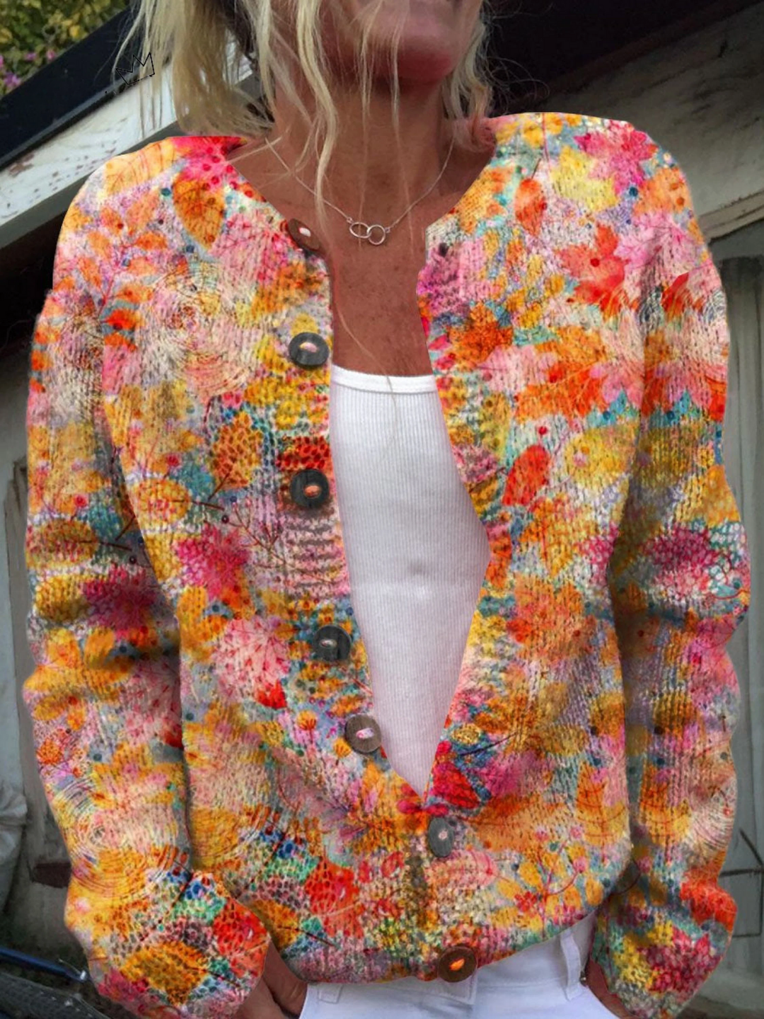 Vondra | Women's Floral Print Cardigan Sweater - Image 1