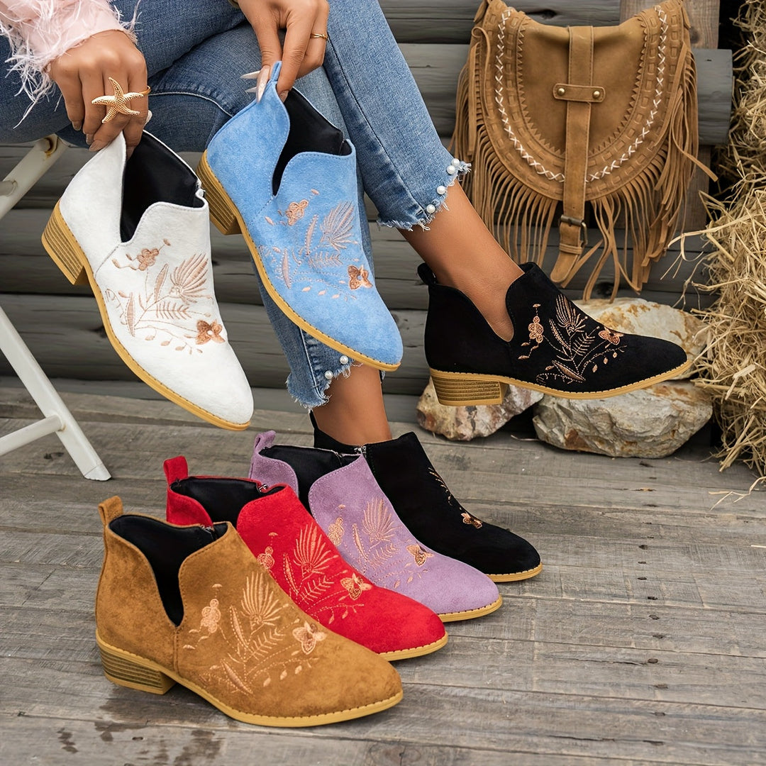 Vornala | Women's Embroidered Ankle Boots - Image 1