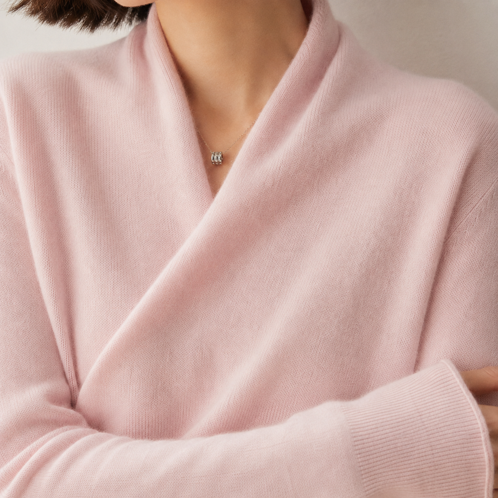 Vorneva | Women's Oversized Knit Sweater - Light Pink - Image 2