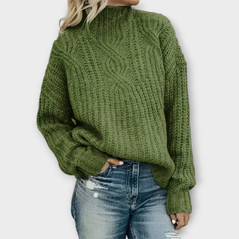 Vornwick | Women's Oversized Cable Knit Sweater - Black - Image 2