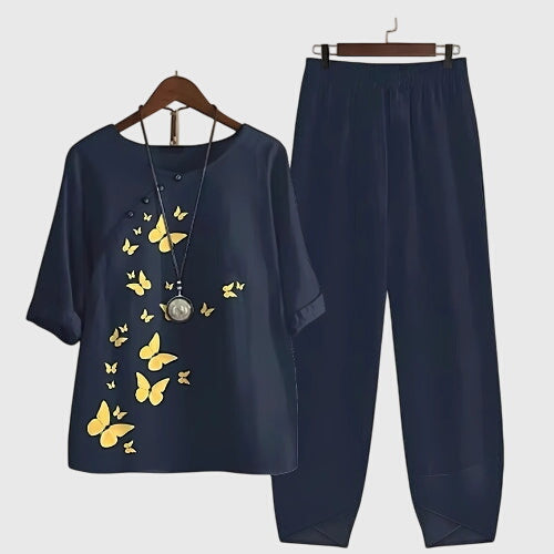 Vorrella | Women's Fleece Loungewear Two-Piece Set - Navy - Image 1