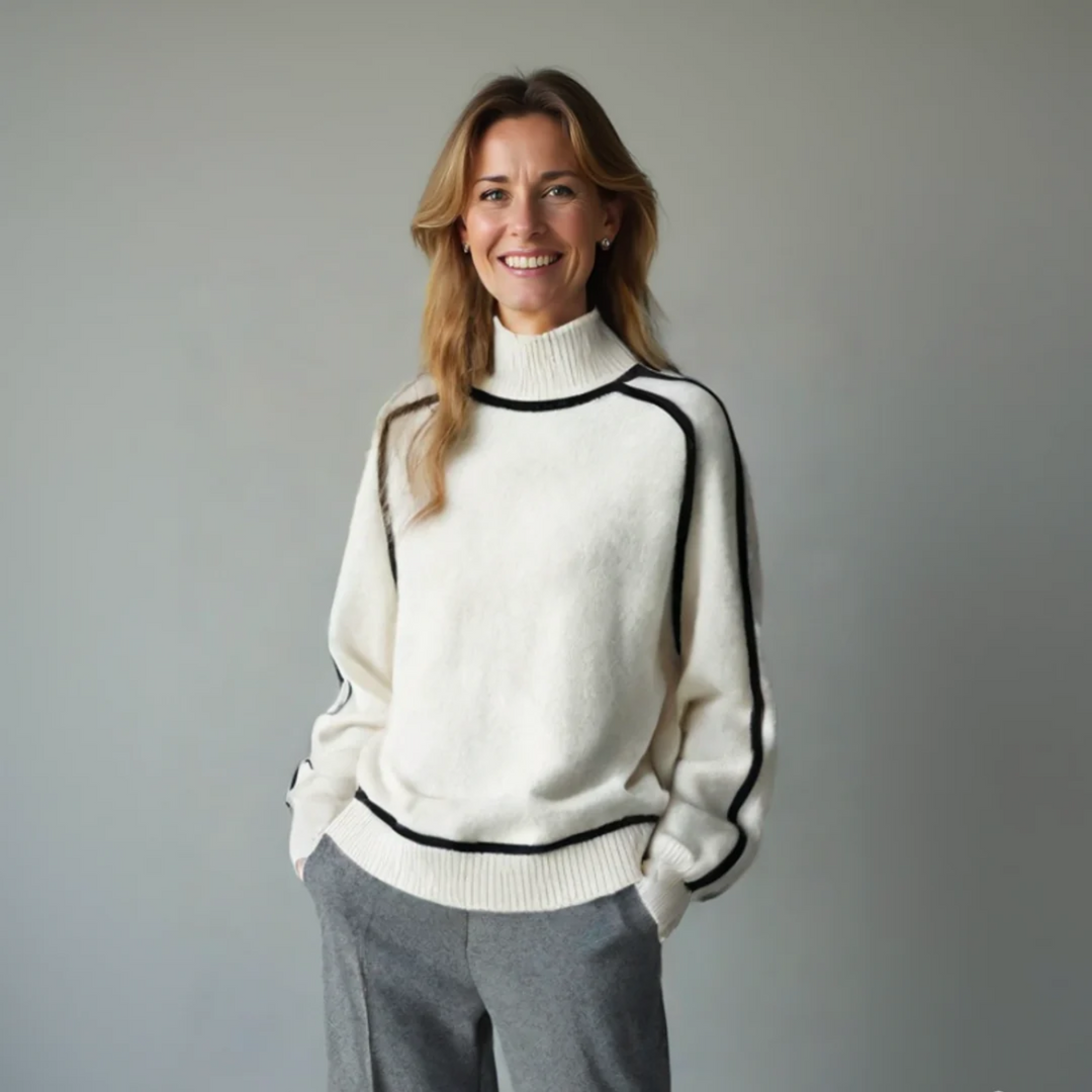 Vorrindel | Women's Oversized Knit Turtleneck Sweater - Cream - Image 1