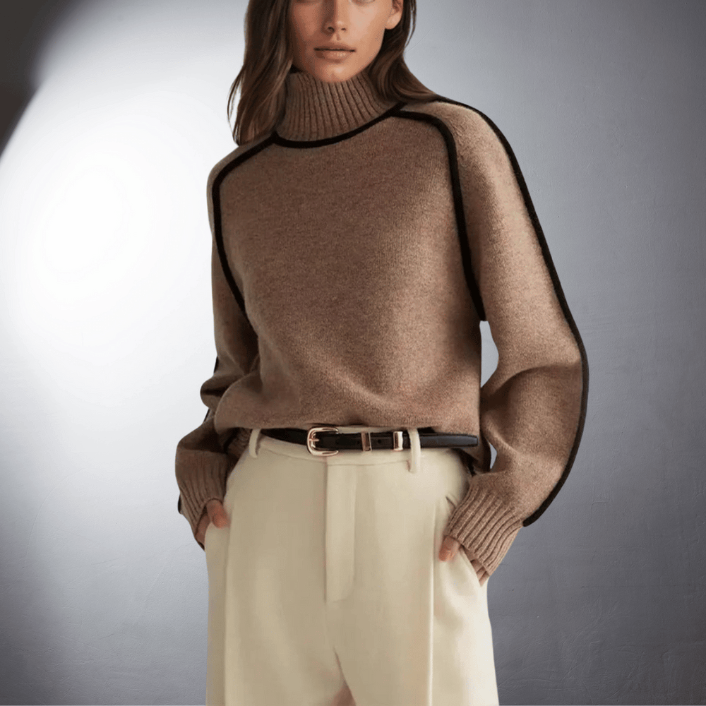 Vorrindel | Women's Oversized Knit Turtleneck Sweater - Cream - Image 2