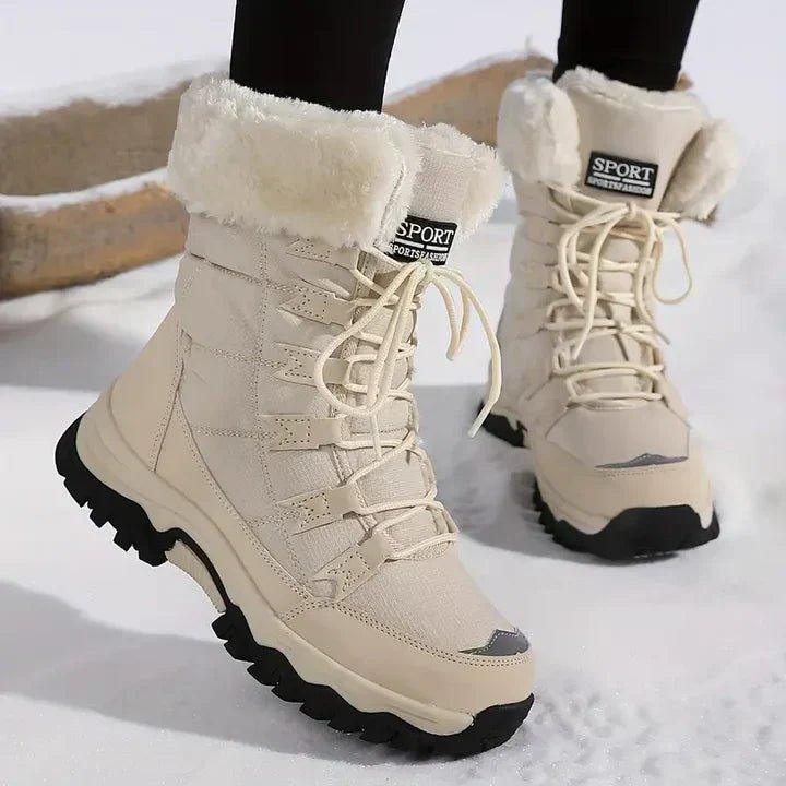 Welvindra | Women's Waterproof Winter Snow Boots - Cream - Image 1