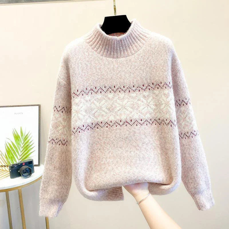 Wrenova | Women's Oversized Knit Sweater - Light Blue - Image 2