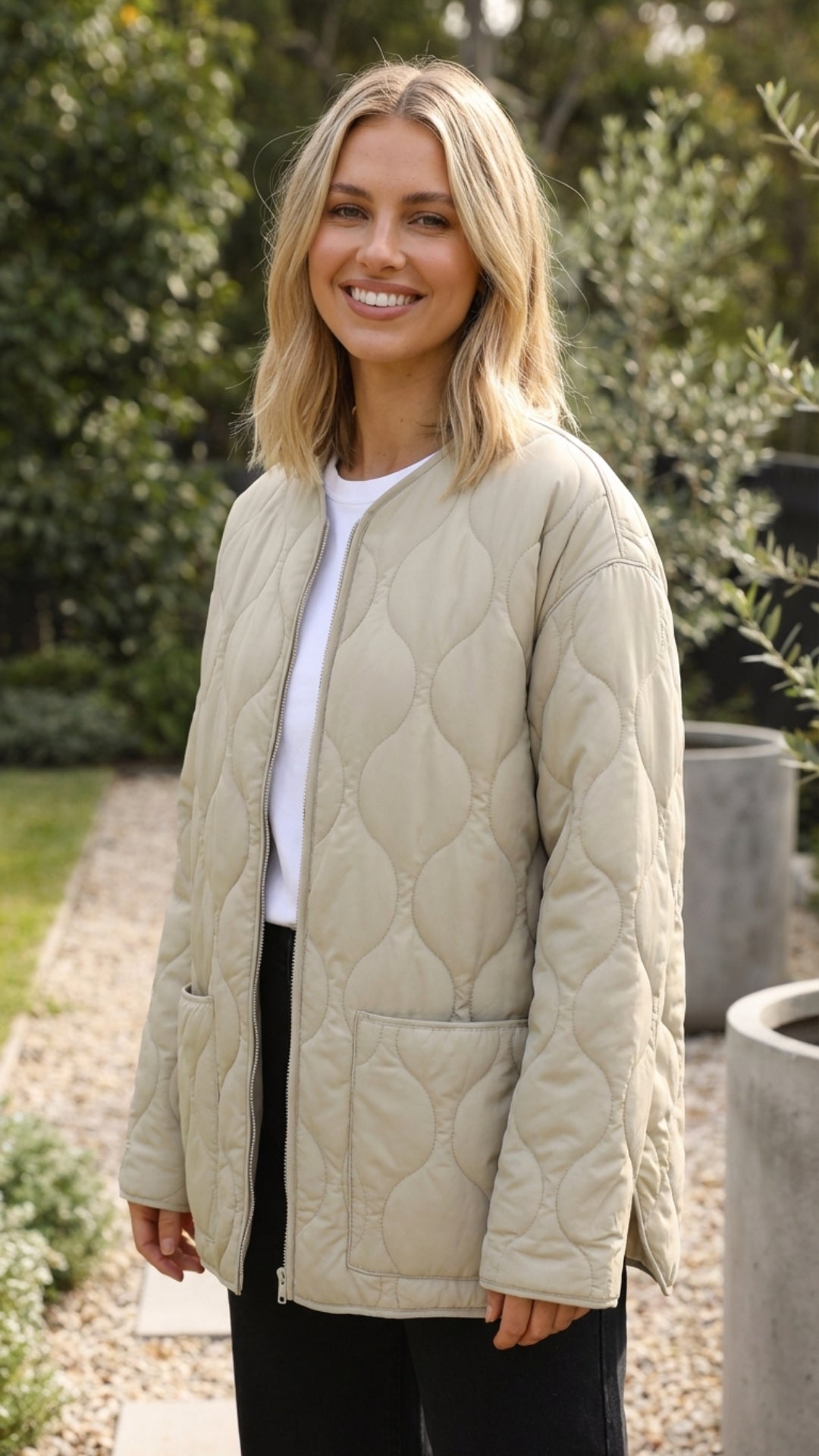 Wrenova | Women's Quilted Jacket - Beige - Image 1