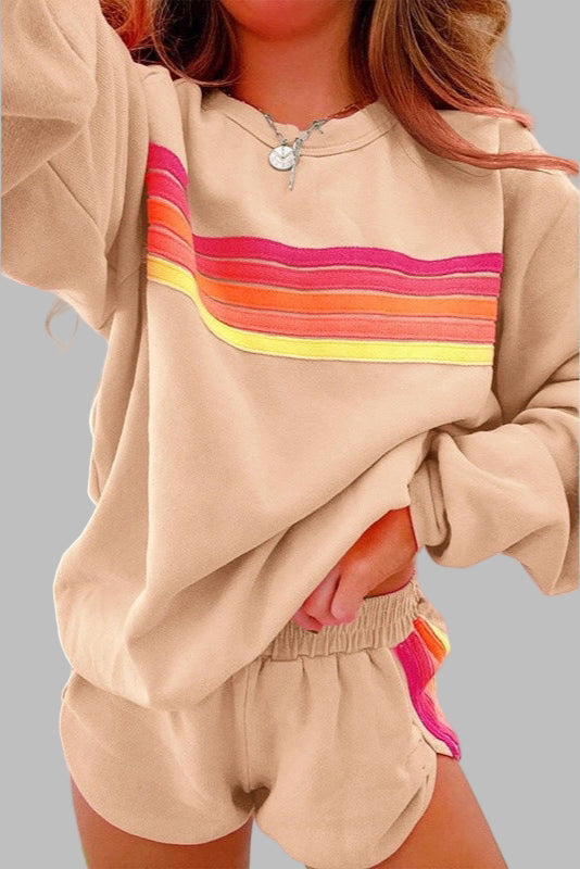 Zarvelle | Women's Fleece Loungewear Set with Shorts - Beige - Image 1