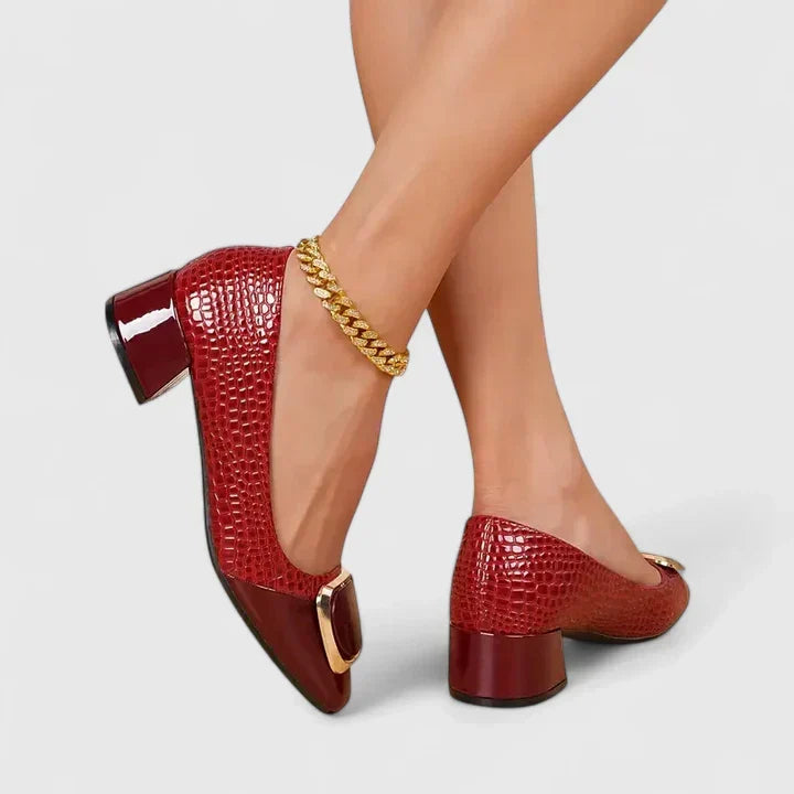 Zelvaine | Women's Block Heel Penny Loafer Pumps - Brown - Image 2