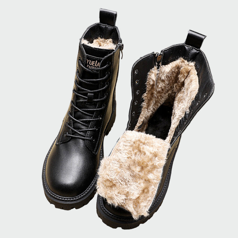 Zelvenne | Women's Fur-Lined Waterproof Winter Snow Boots - Black - Image 1